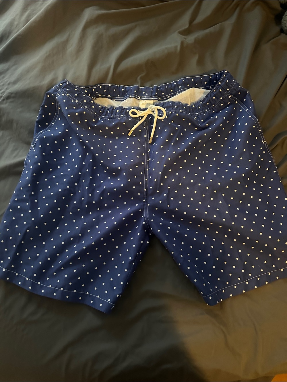 Peter Millar Men's Navy Blue Polka Dot Swim Trunks